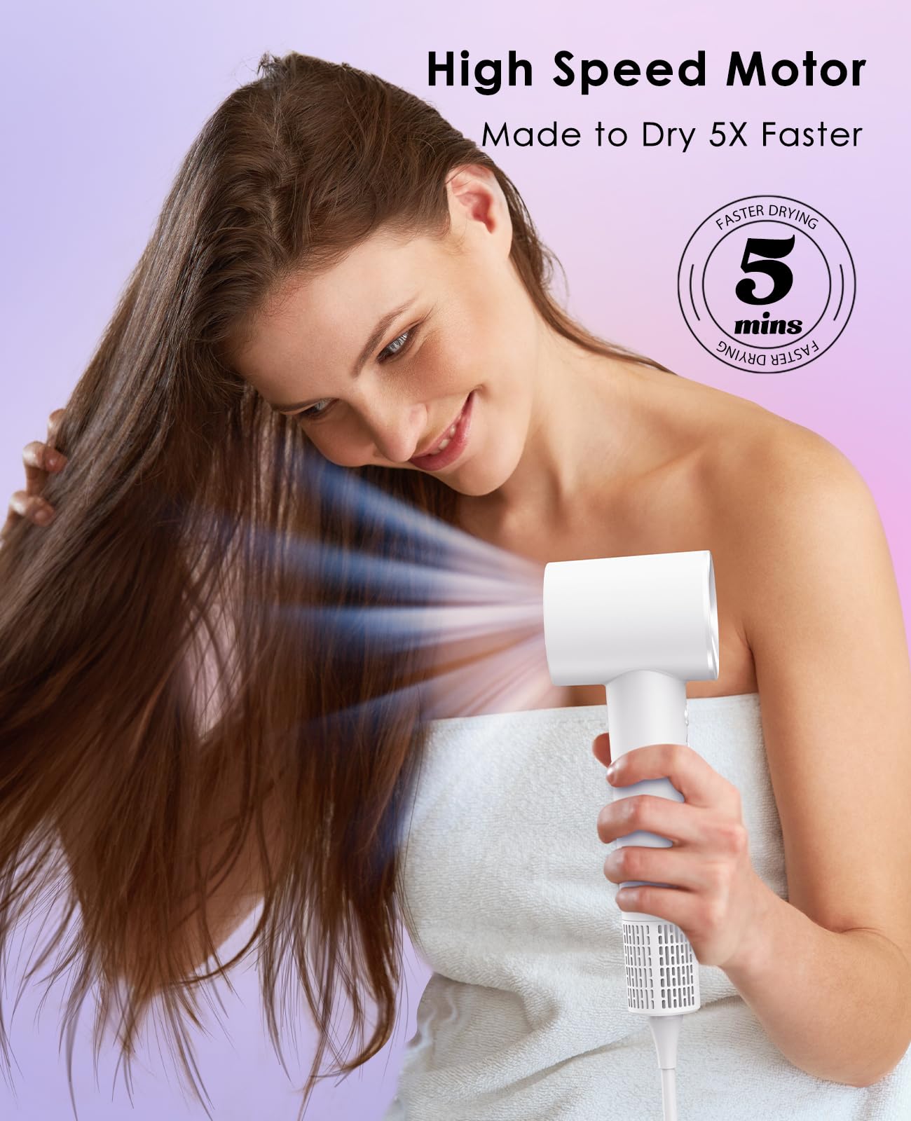 OSOU Hair Dryers, Negative Ionic Hair Dryer, High-Speed Blow Dryer with 110, 000 RPM Brushless Motor, Fast Drying Lightweight Travel Hairdryer, Low Noise Home Hair Dryer with Smooth Nozzle