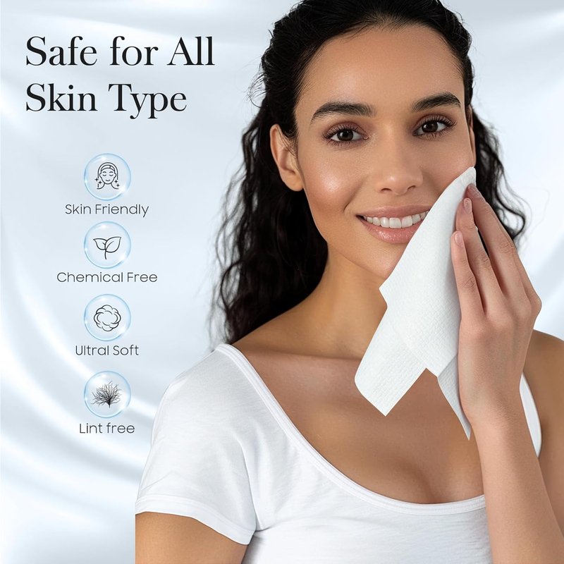 Fygrip XL Disposable Face Towels - 50 Count, Soft Viscose Fibre | 10” x 12” Cleansing Towelettes for Women
