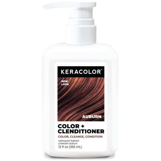 Keracolor Color + Clenditioner 3-in-1 Color-Depositing Conditioner, Gently Cleanses & Conditions, Semi-Permanent Auburn Hair Color, 12 Fl Oz