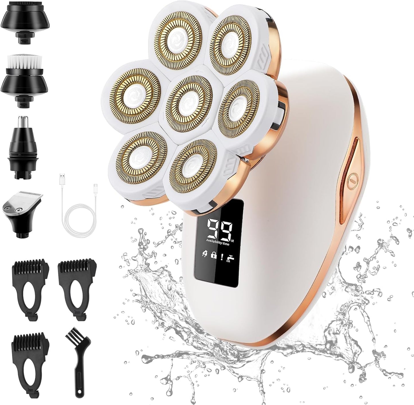 7D Electric Shaver for Women - 5-in-1 Rechargeable Wet/Dry Hair Removal | Painless Bikini Trimmer & Facial Razor