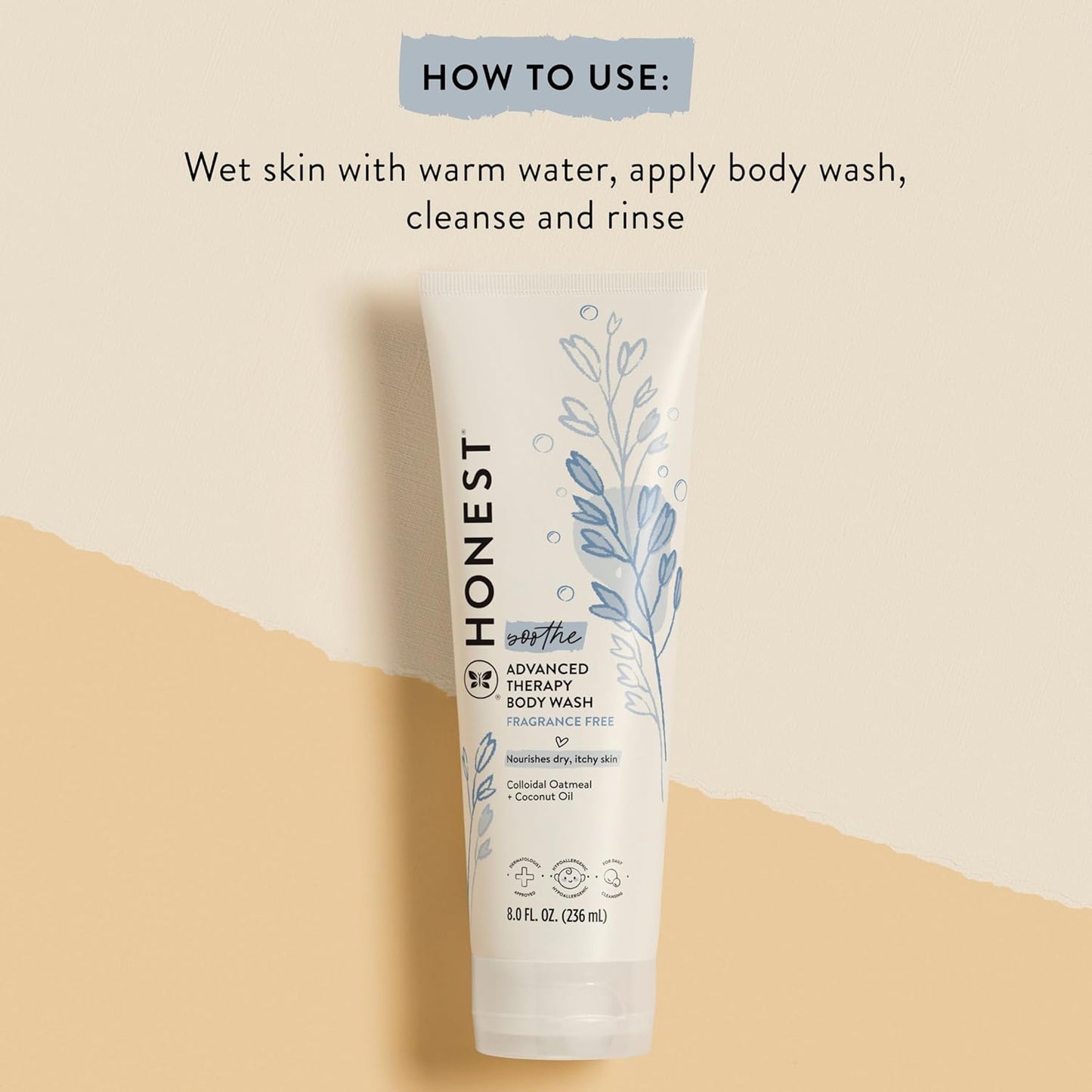 Eczema Soothing Therapy Body Wash - Gentle Cleansing for Babies | Naturally Derived Oatmeal, 8 oz