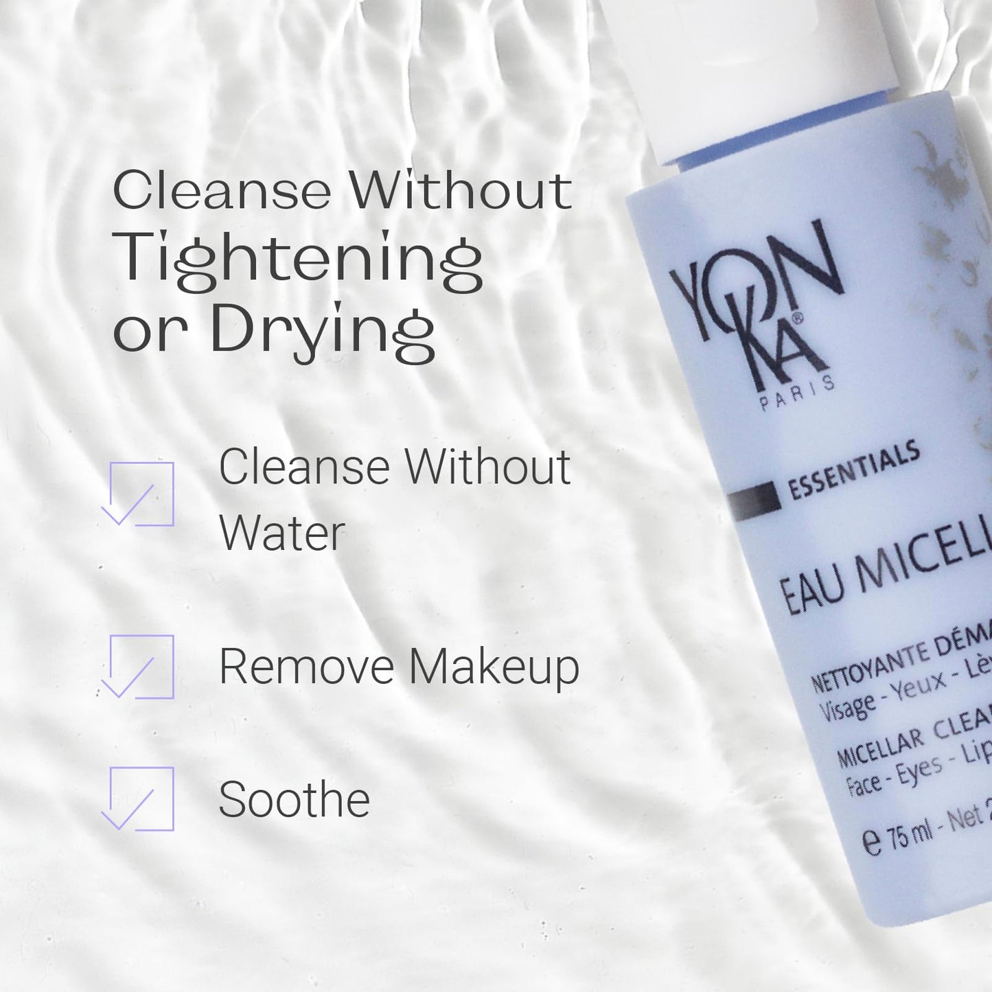Yon-Ka Cleansing Milk, Gentle Facial Cleanser & Makeup Remover with Eau Micellaire Micellar Water and Cleansing Makeup Remover | Luxury French Skincare | Set of 2, 6.76 fl oz and 2.53 fl oz