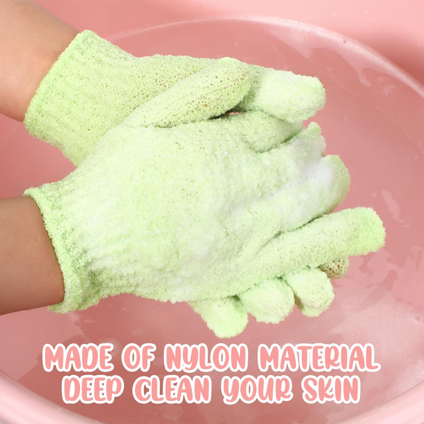 Didaey 104 Pcs Exfoliating Glove Bulk Shower Gloves with Hanging Loop Exfoliating Body Scrubber Dead Skin Remover for Body Bath Beauty Spa Massage Scrubs Men Women Bathing (Green)