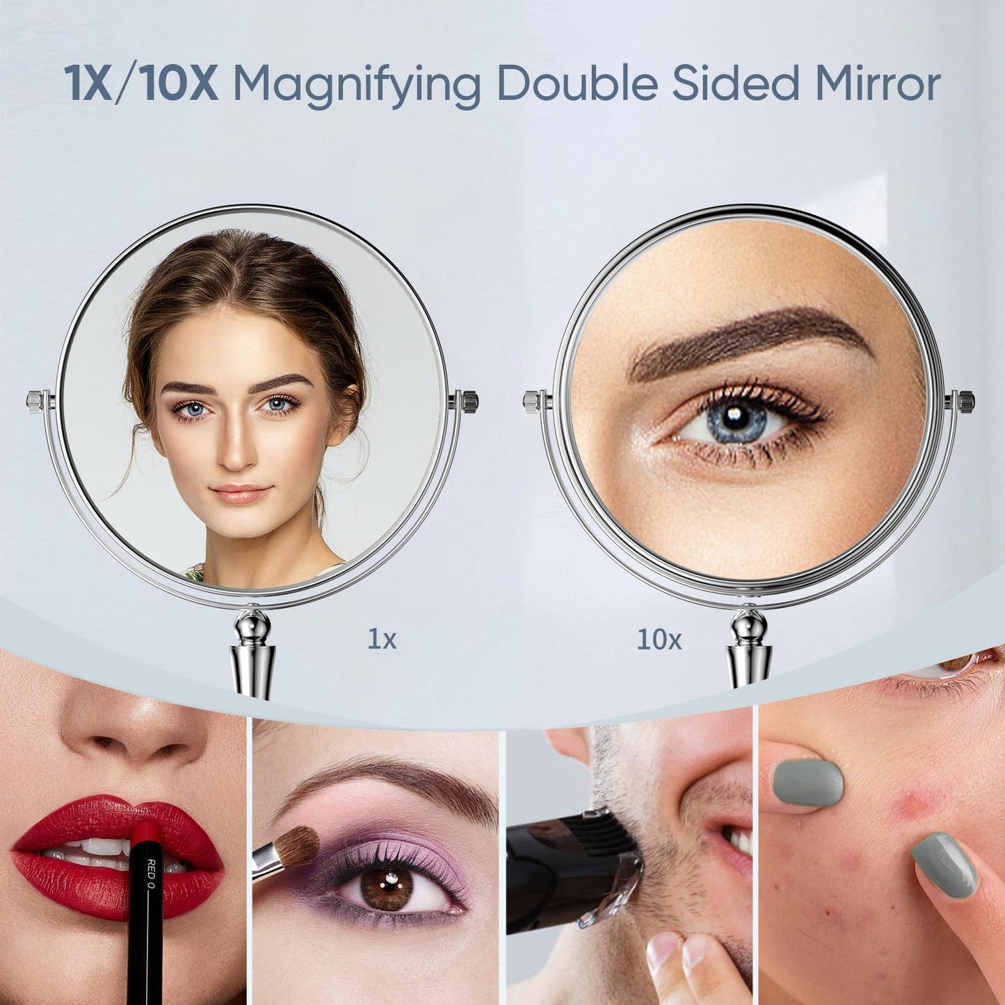 Nicesail 8' Desk Vanity Mirror, Double-Sided with 1X/7X Magnification, Makeup Mirror for Home, Hotel, Desktop