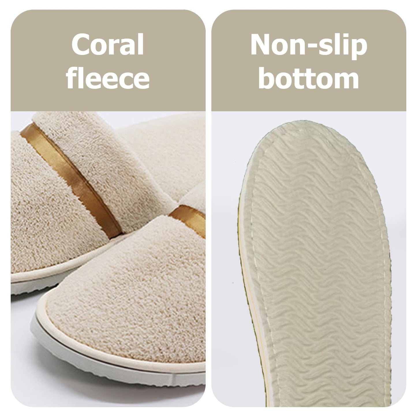 Hyuetrsa 12 Pcs Guest Slippers ,House Shoes for Guests Bulk Washable Non Slip Disposable Slippers Washable Closed Toe Soft Coral Fleece Hotel Slippers House, Indoor, Bathroom, Spas, Travel(US Women Size 11)