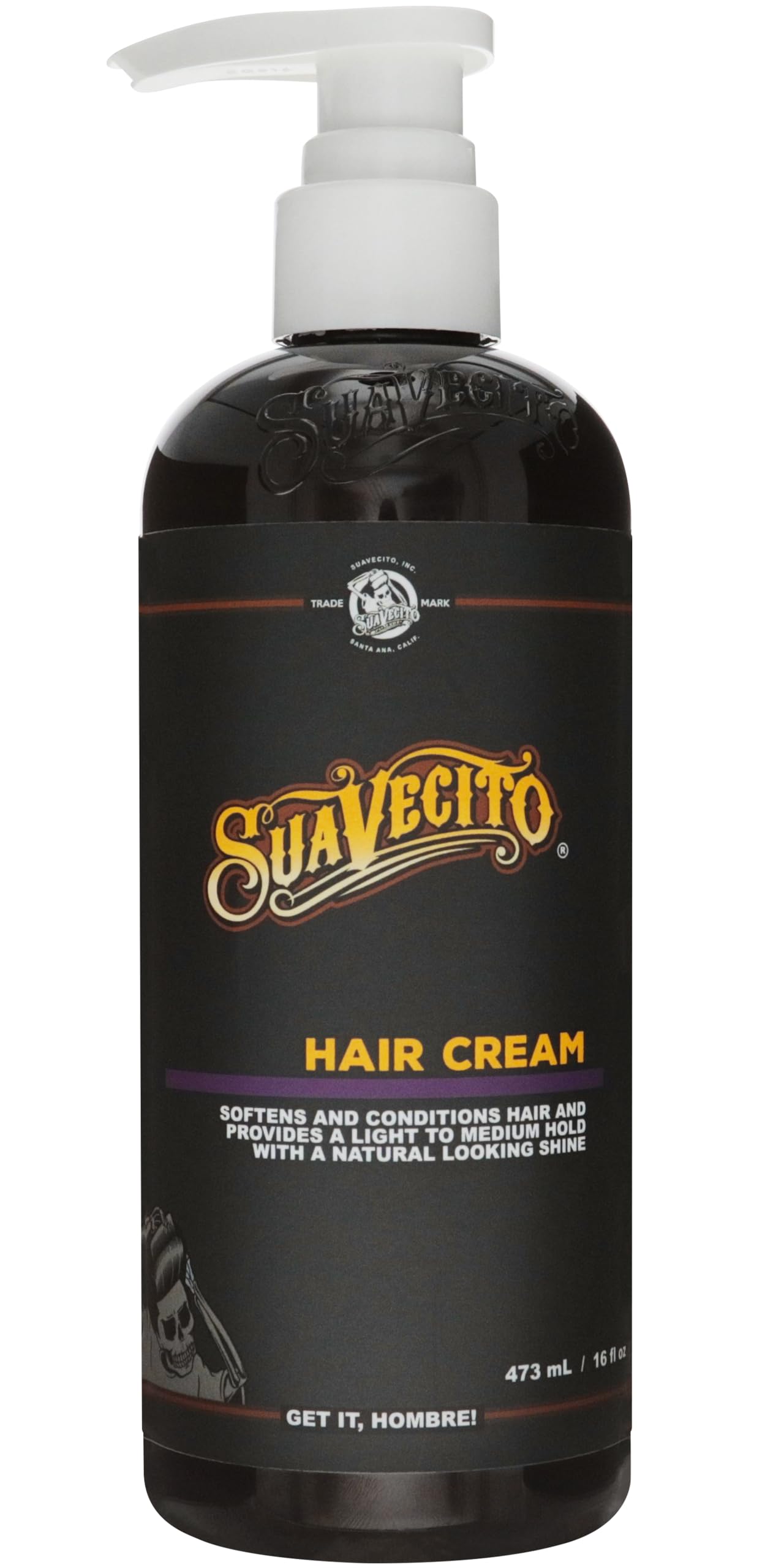 Suavecito Hair Cream Pump Bottle Medium Shine All Day Light Hold (16 oz)