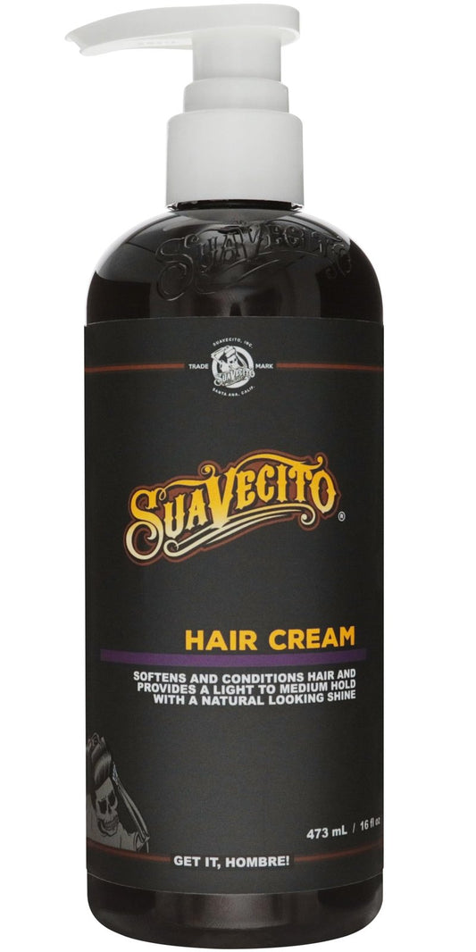 Suavecito Hair Cream Pump Bottle Medium Shine All Day Light Hold (16 oz)