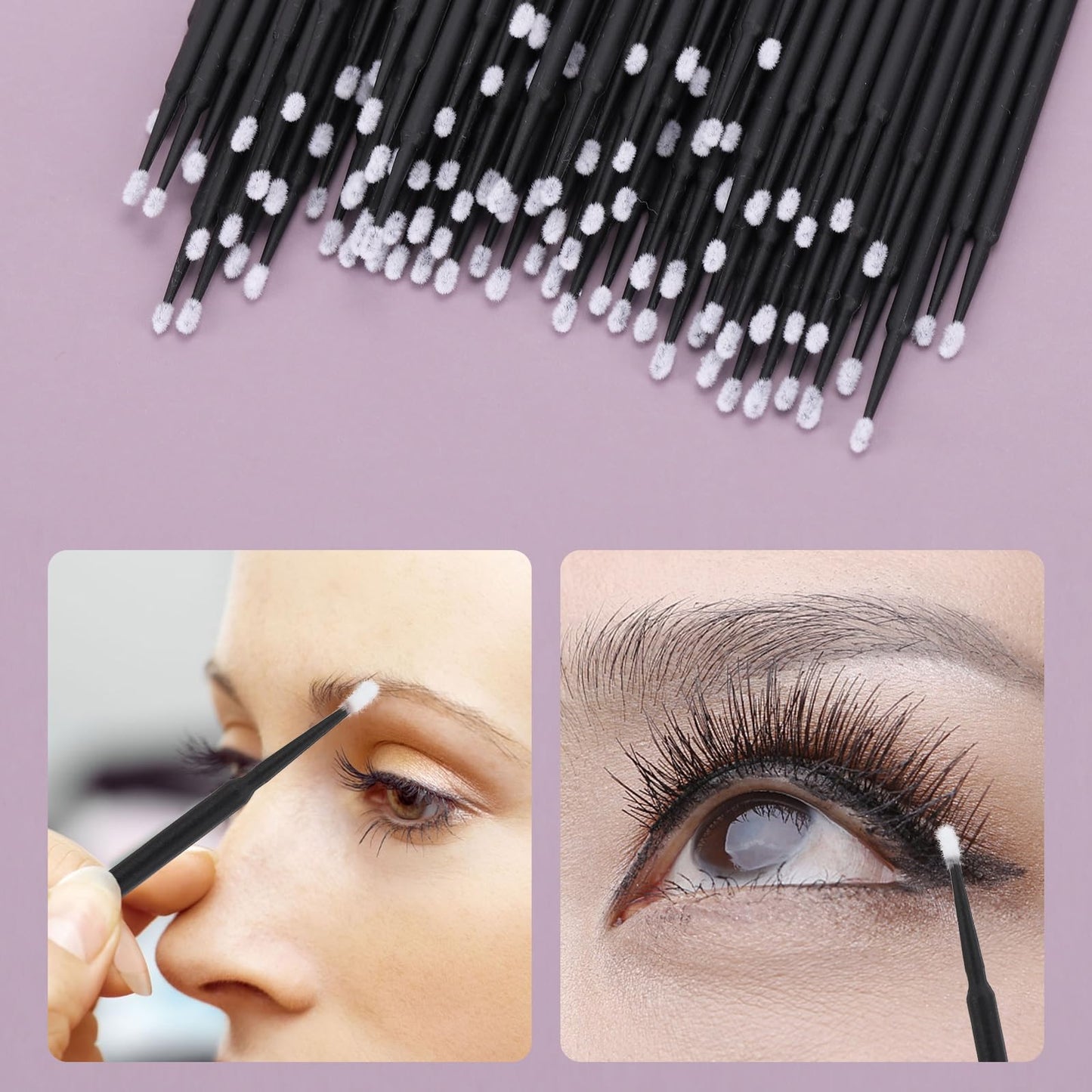Tbestmax 1200 Pcs Micro Applicator Brush, Micro Swabs, Disposable Eye Lashes Mascara Wands for Eyelash Extension(Black)