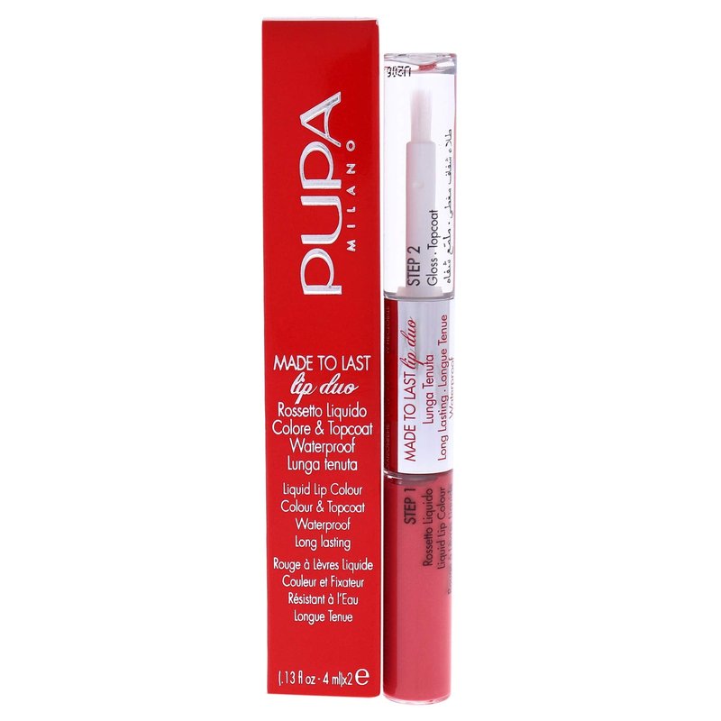PUPA Milano Made To Last Lip Duo - Smudge-Proof Lip Color And Gloss - Highly Pigmented Shades - One Swipe Color Payoff - Gives Unrivaled Glassy Effect - Long Lasting - 008 Miami Pink - 0.13 Oz
