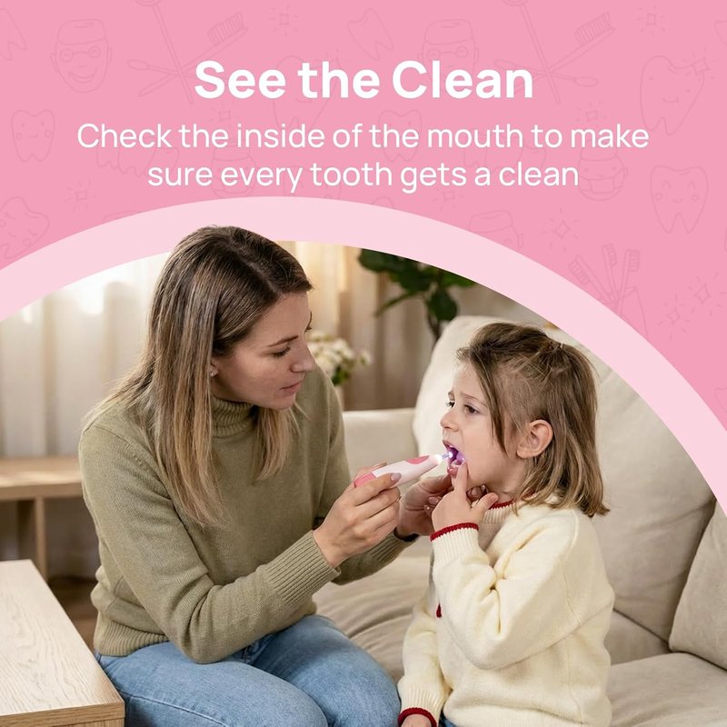 Kids Electric Toothbrush - USB Rechargeable with Smart Timer & LED Light | Pink, Ages 4+