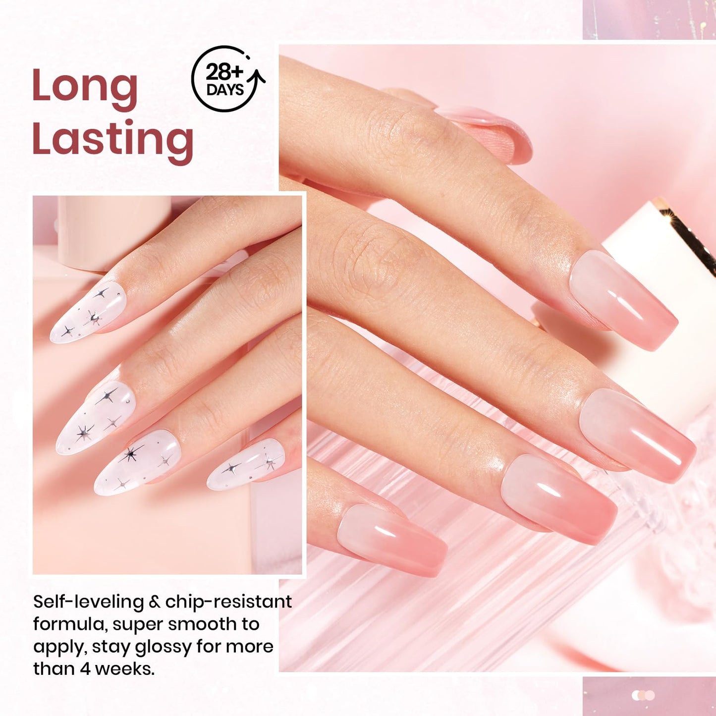 Beetles Jelly Gel Nail Polish Set 6 Colors with Uv Nail Lamp for Gel Nails Mini LED Nail Light with Clamp for Manicure Dryer Curing Lamp Salon DIY at Home