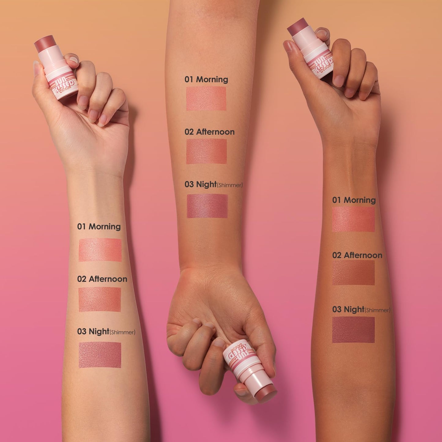 CARSLAN Sun Kissed Blush & Bronzer Stick for Cheeks Lips & Eyes, Long-Lasting Matte Cream Makeup Blush Stick, Blendable & Vegan, Natural Glow for All Skin Tones, Shade 01 Morning, 0.21 oz