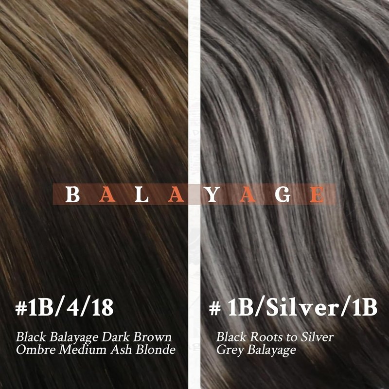 Microlink Remy Human Hair Extensions - 18 Inch Black Balayage Brown Ombre Blonde | Natural Fullness for Weddings & Events, 50g
