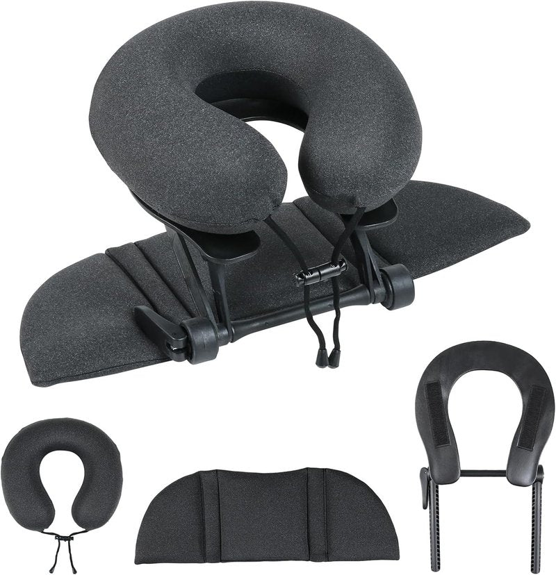 Intelligent Support Memory Foam Pillow - Adjustable Ergonomic Neck Pillow for Office, Travel & Naps | Portable Black Design