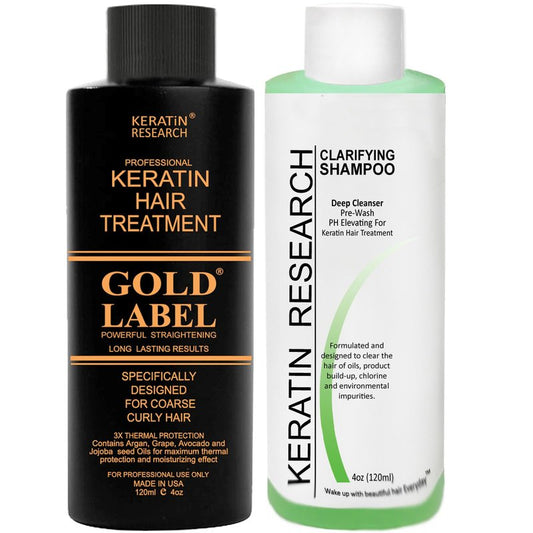 GOLD LABEL Keratin Hair Straightening Blowout Treatment All Hair Types complex Colors & condition Long Lasting Eliminate Frizz & Repairs Damaged Dry Coarse Thick Wavy hair (4oz kit Gold Label)