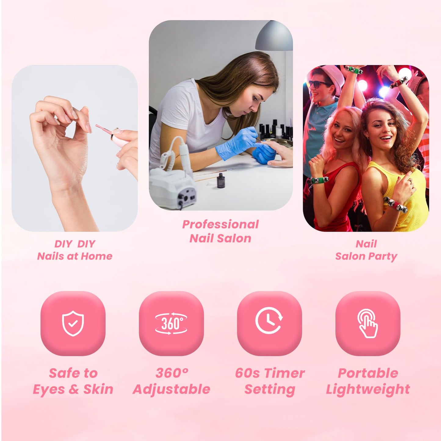 Touch Switch Gel x Lamp, 9W Cordless Flash Cure Lamp with 60s Timer