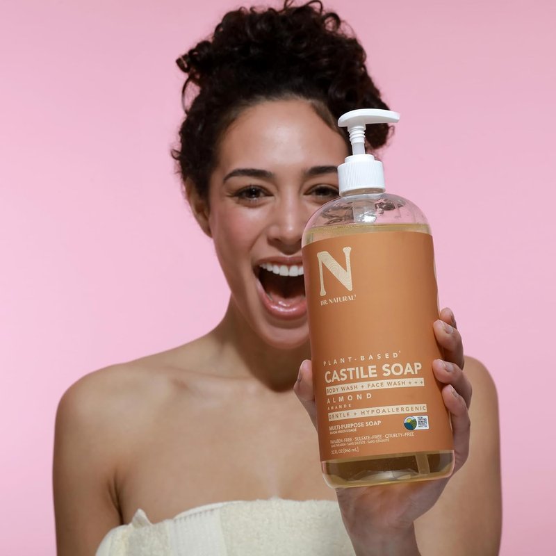 Dr. Natural Castile Liquid Soap - Almond, Sulfate-Free & Cruelty-Free | 2-Pack with Shea Butter & Coconut Oil