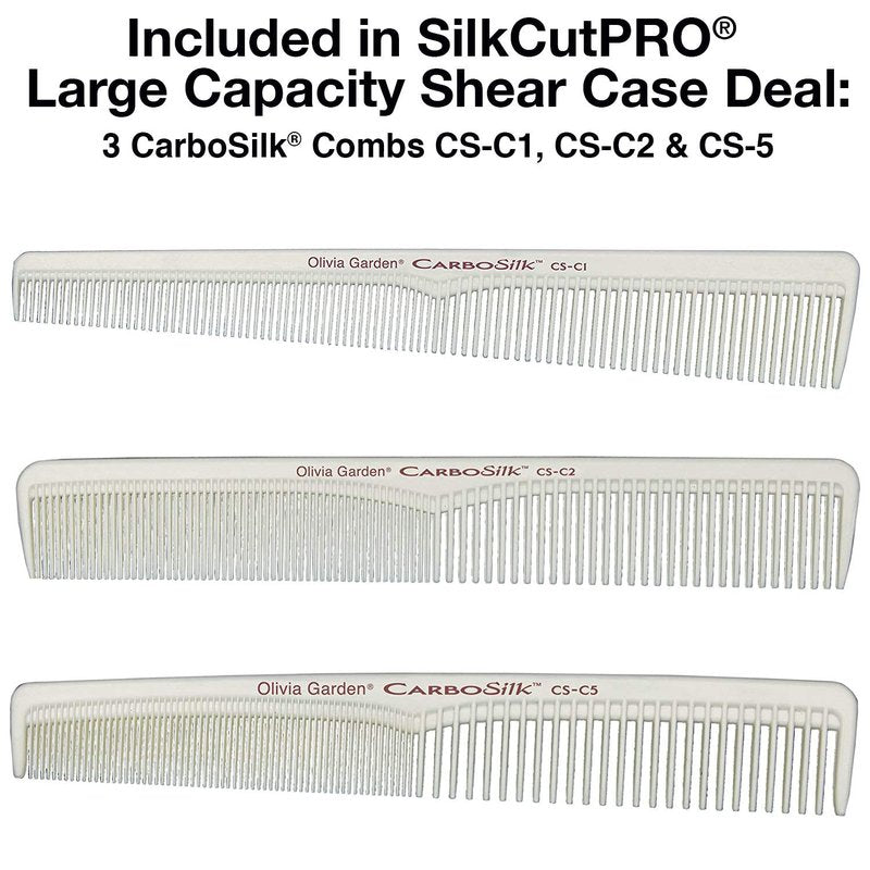Olivia Garden Shear Case with SilkCutPRO Shears - Hair Tool Organizer for Combs, Scissors, Barber Supplies - Holds 9 Shears - Professional Hairstylist Travel Bag - 7 Piece Set