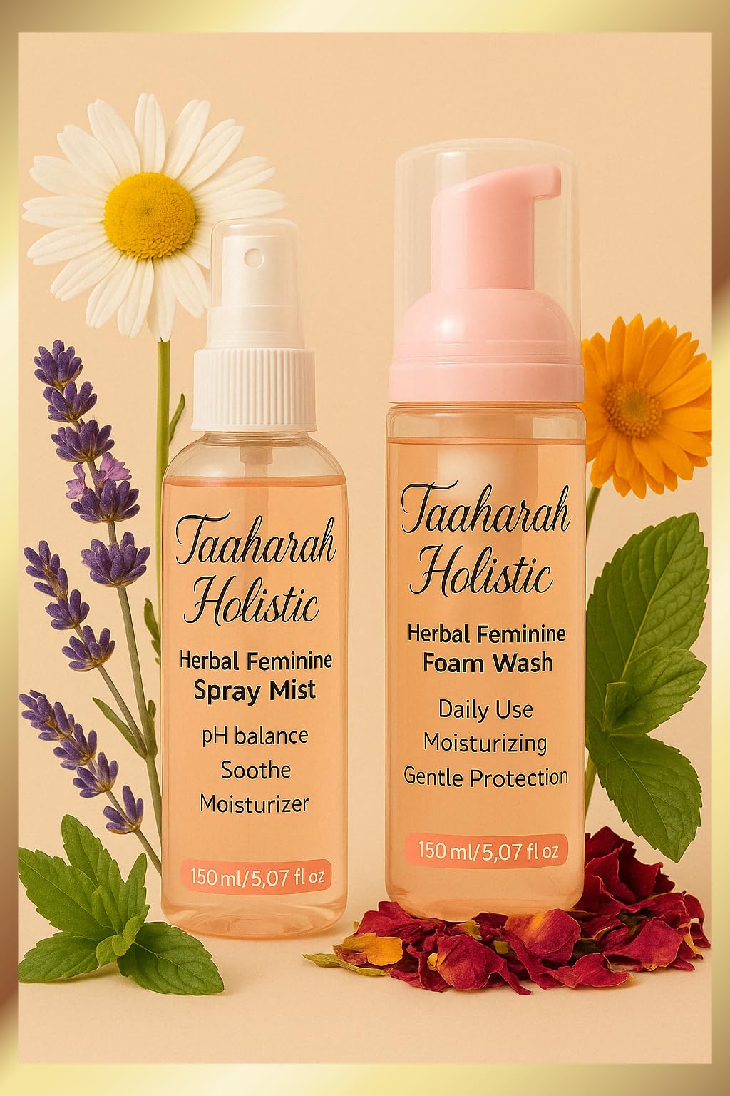 Luxury Plant-Based Feminine Spray and Wash Set – Intimate Care for Women, Daily Hygiene Solution for Sensitive Areas, pH Balancing and Refreshing Comfort, 5.07 fl oz