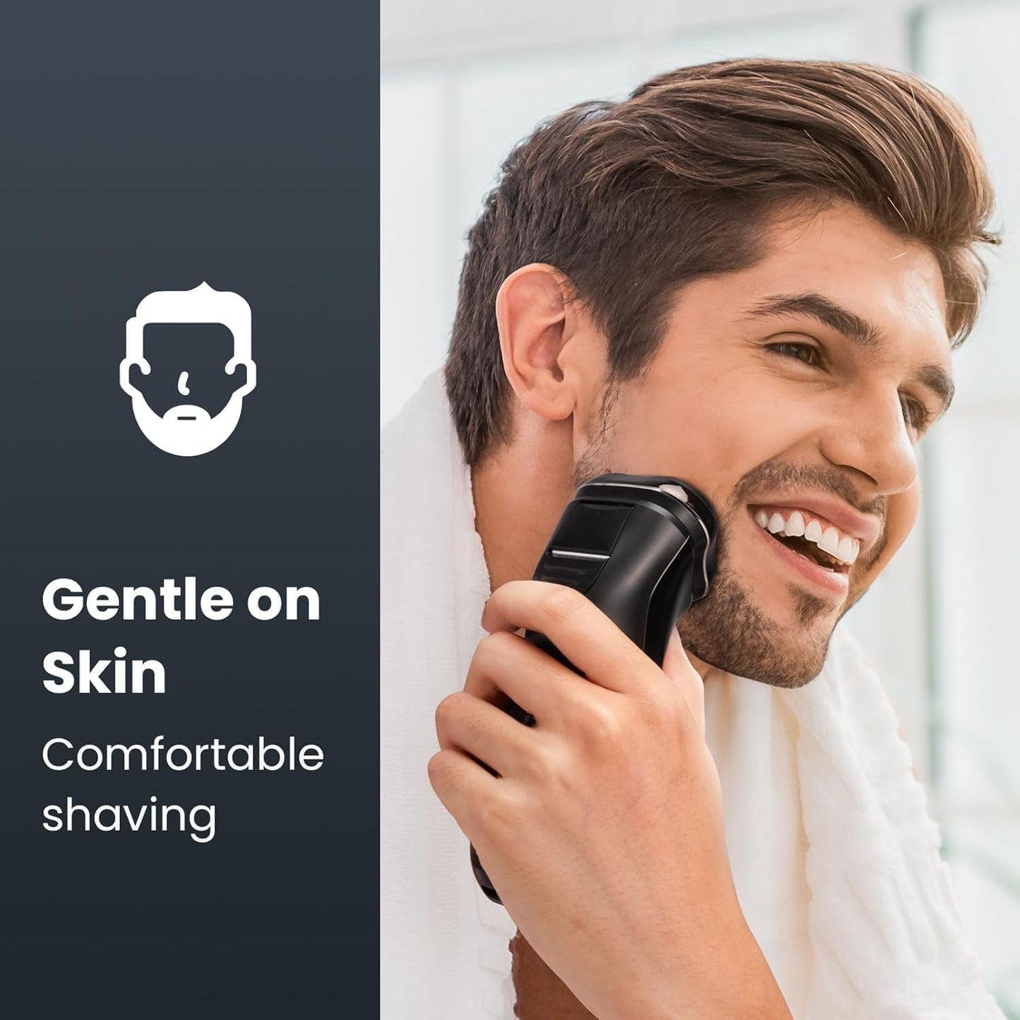 Electric Razor for Men Waterproof - Wet/Dry Cordless Rotary Shaver - Precision Blades Sensitive Skin Care, USB Fast Charging & Pop-up Trimmer Luxury Black Upgraded