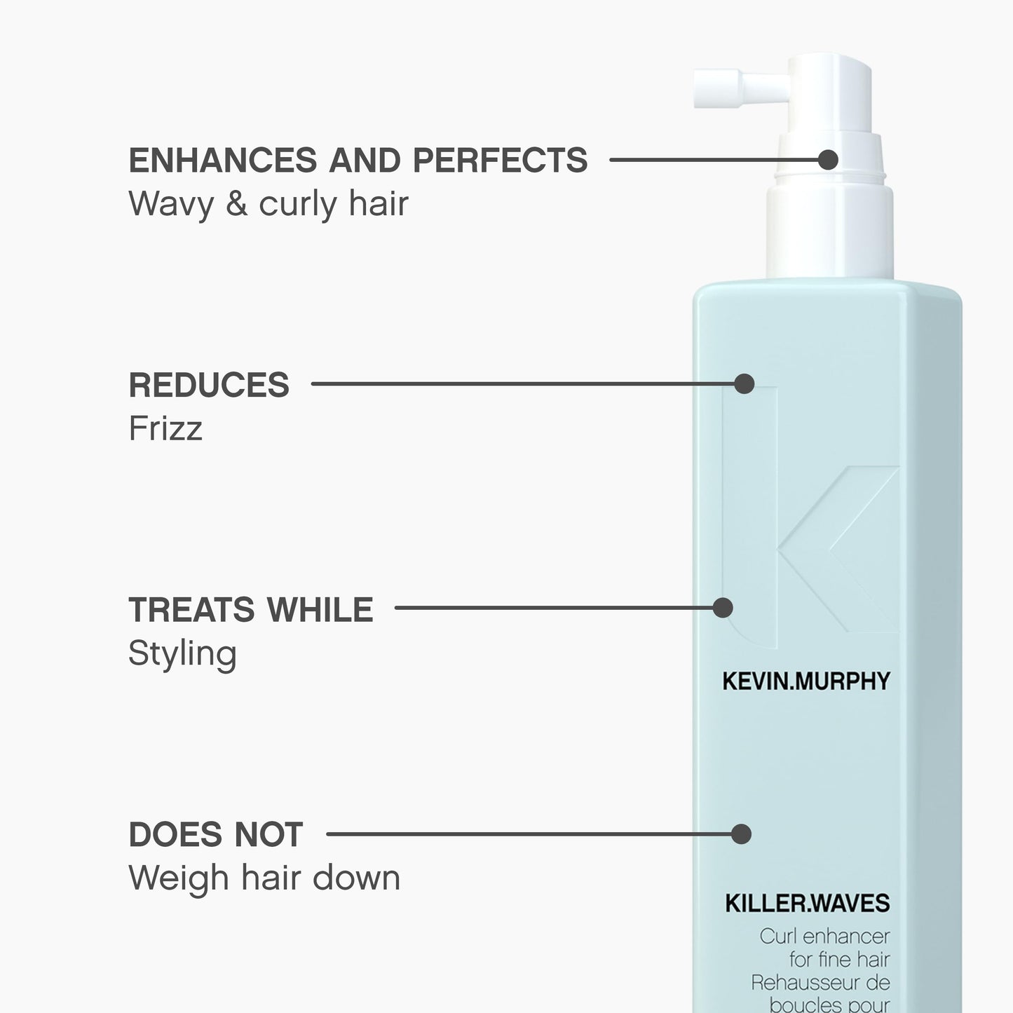 KEVIN.MURPHY KILLER.WAVES - Wave Enhancer for Fine Hair - For Wavy & Curly Hair - Weightless Curl Enhancer - Frizz Reduction - Daily Hair Care - 150 mL / 5.1 fl oz