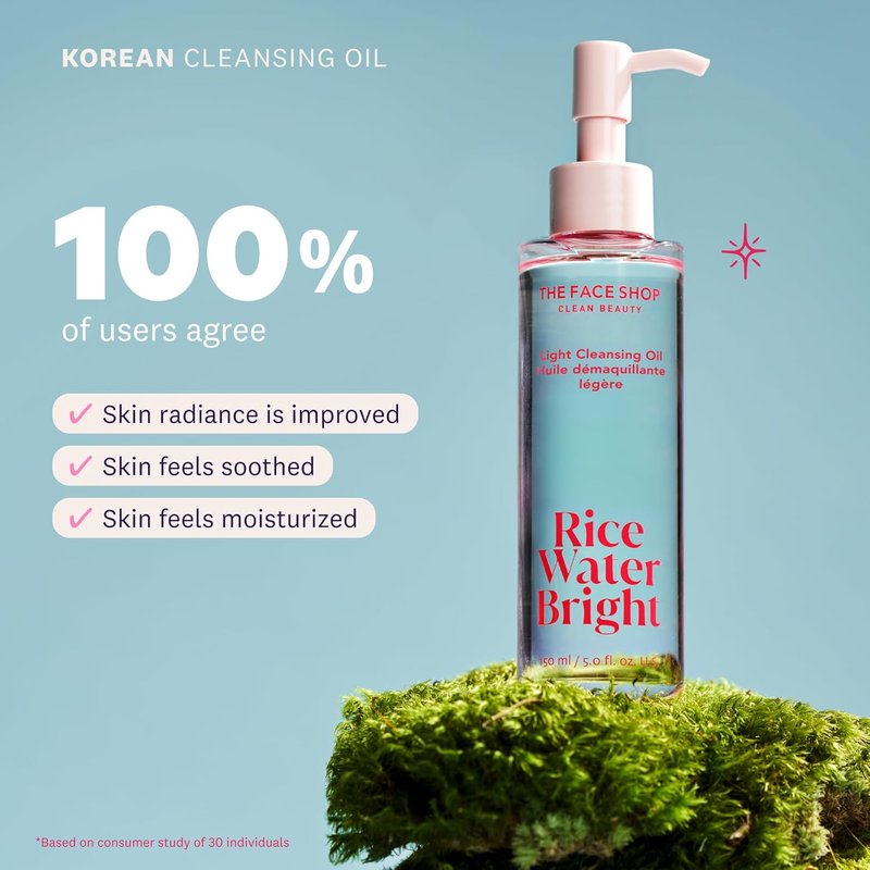 Rice Water Bright Double Cleansing Duo Set - Korean Skin Care | Hydrating Face Wash & Pore Control Oil
