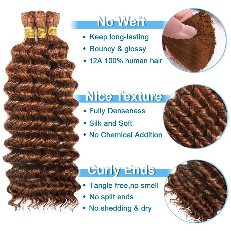 CIFENDIN Human Braiding Hair for Boho Braids 110g 16 Inch Burgundy Curly Boho Hair for Braiding Knotless 12A Deep Wave Wet and Wavy Bulk Bohemian 3 Bundles/Pack Color 99J