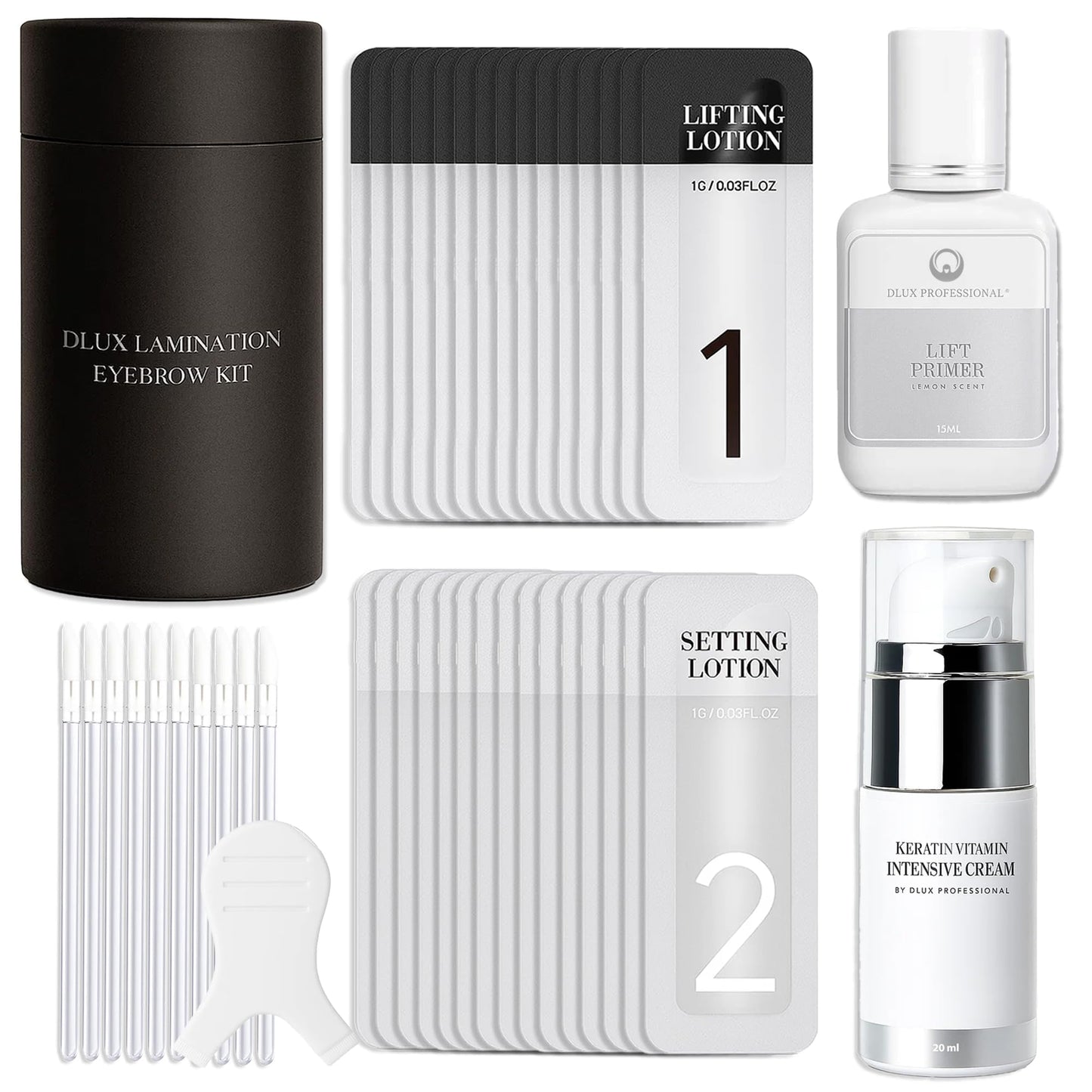 DLUX PROFESSIONAL Luxury Keratin Brow Lamination Kit for Eyebrow Lift, Eyebrow Curling, Lift Kit, Lifting,Perm Sensitive Skin Users