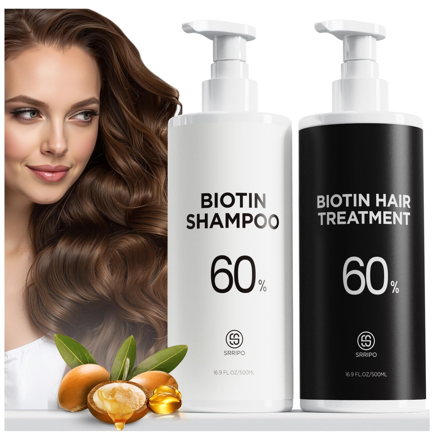 Dual Essence Hair Growth Shampoo and Conditioner Set with Biotin&Tripeptide, 3X Moisturizing Biotin Shampoo for Softer Shiner Hair, Anti-Loss Dandruff Routine Rosemary Shampoo for Men Women, 2x16.9oz