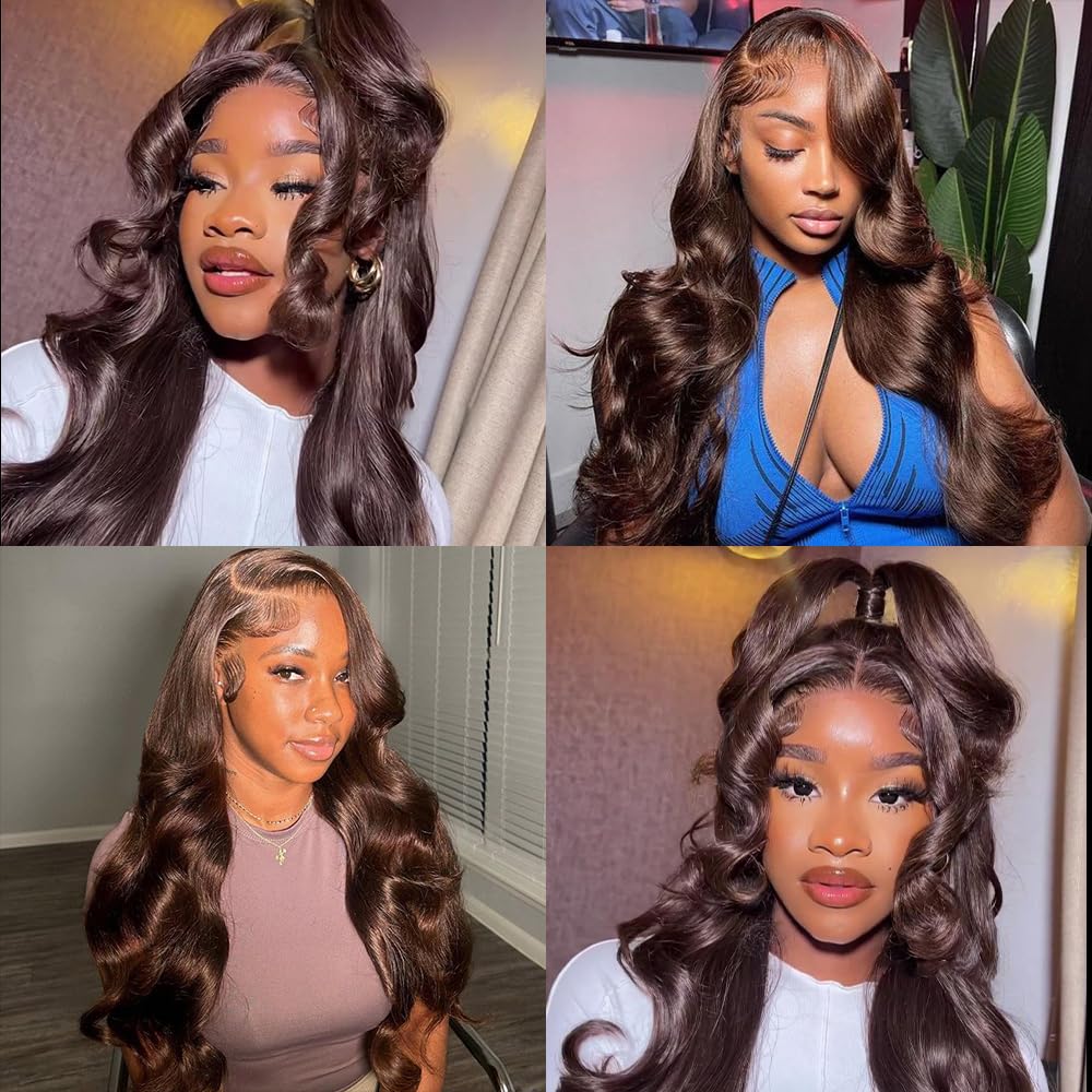 ALLRUN 16 Inch Brown Human Hair Bundle Body Wave 1 Pc - 100% Unprocessed Brazilian Virgin Hair Extensions Chocolate Brown Bundles Human Hair 4# Color (12A)