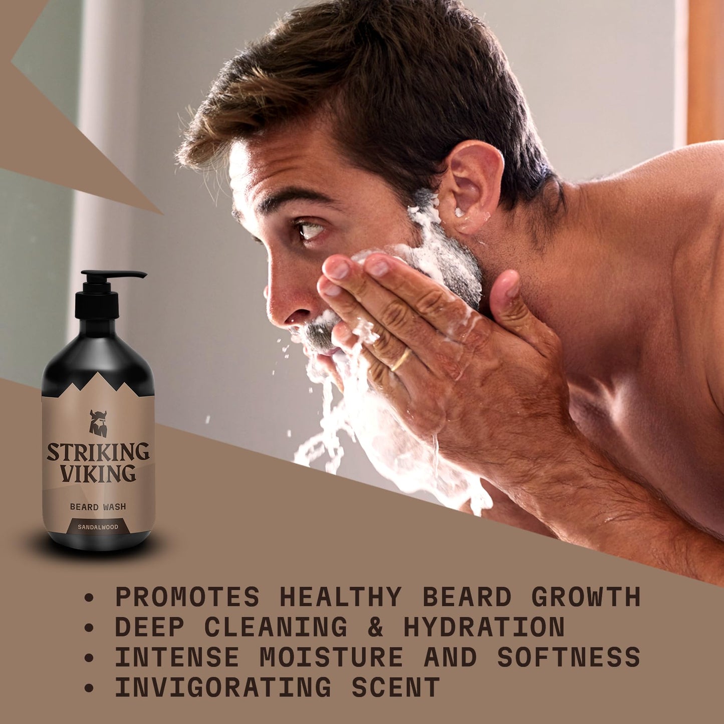 Striking Viking Beard Oil Sandalwood (2oz) & Beard Wash Sandalwood (17oz)