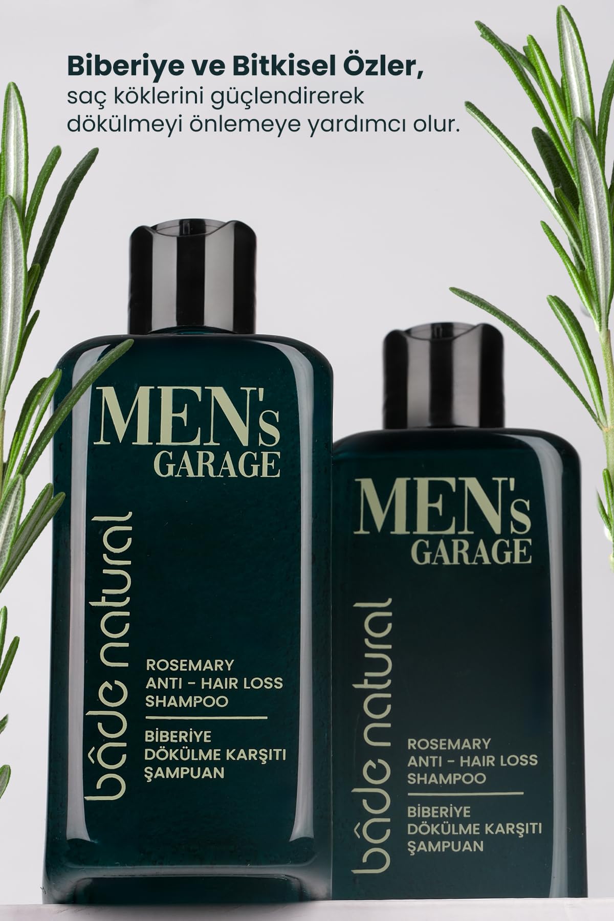 Bade Natural Men’s Garage Rosemary Hair Strengthening Shampoo – 10.14 fl oz (300 mL) – Anti-Hair Loss Formula with Biotin, Aloe Vera & Herbal Extracts