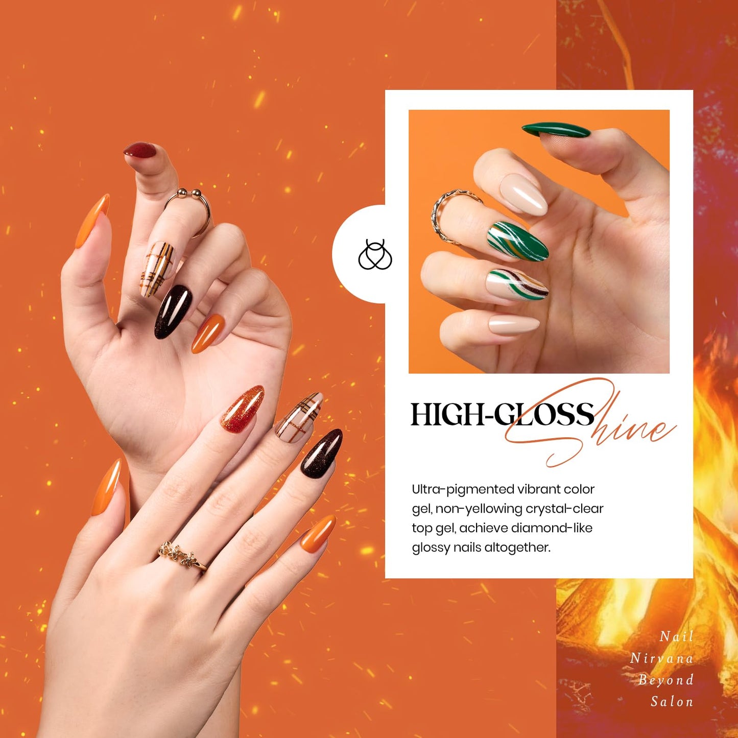 beetles Gel Polish Nail Set 20 Colors Cozy Campfire Collection Orange Green Brown Soak Off Uv Lamp with Beetles Nail Blooming Gel 15ml Clear Uv Led Soak off Nail Gel Diy Nail Art Design Manicure