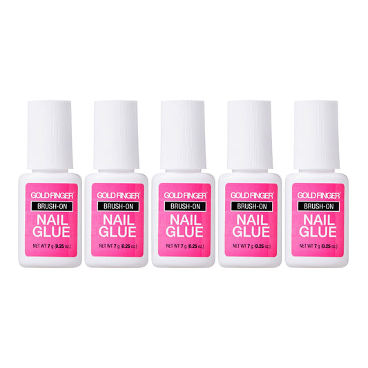 GOLDFINGER Brush-On Nail Glue, Effortless Easy Application with Strong, Fast-Setting Liquid Adhesive, Hassle-Free, Durable Ultra Hold for Perfect Nail Bonding 5pcs (5pcs)