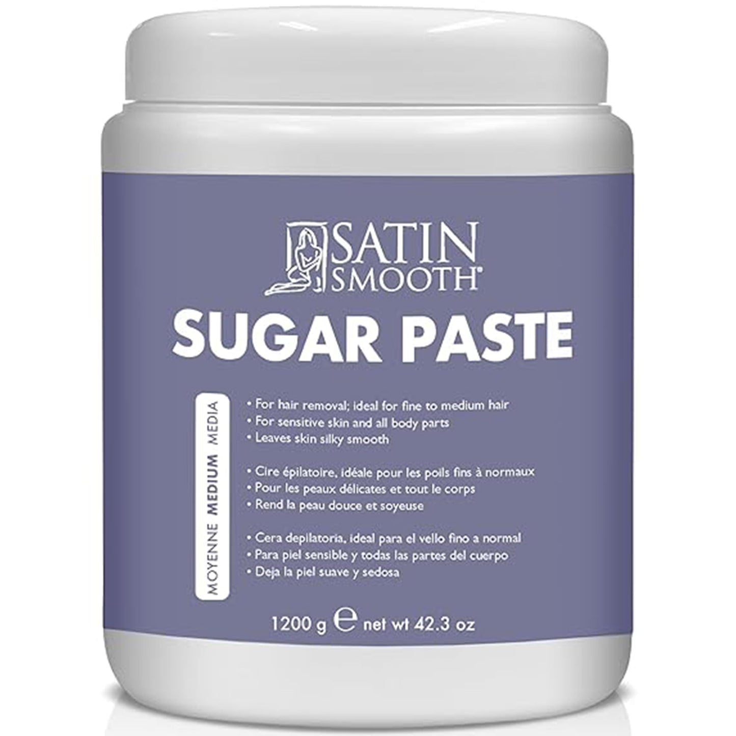 Satin Smooth Medium Sugar Paste – Natural Sugaring Hair Removal for Sensitive Skin, Bikini, & Full Body, 42.3 oz