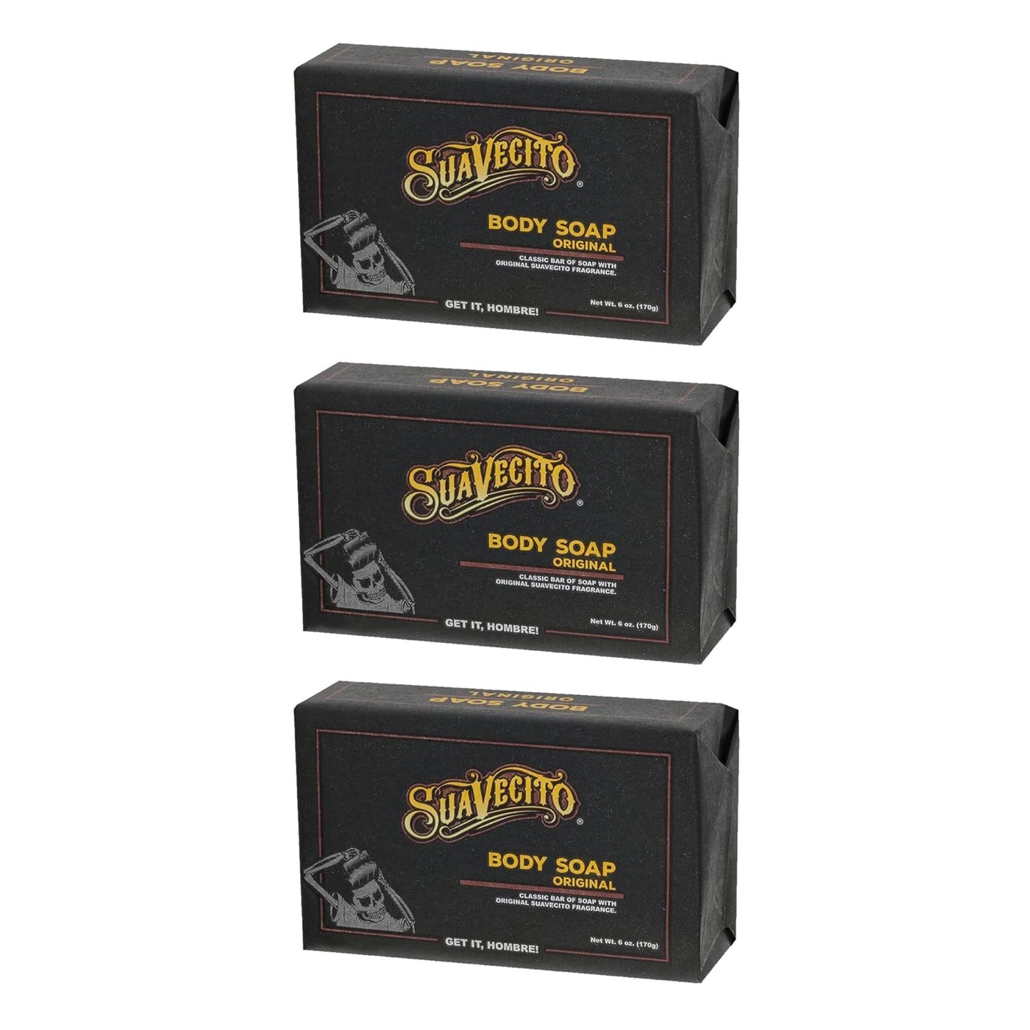 Suavecito Body & Hand Soap Bars - Moisturizing Original Fragrance | 6 oz, 3-Pack