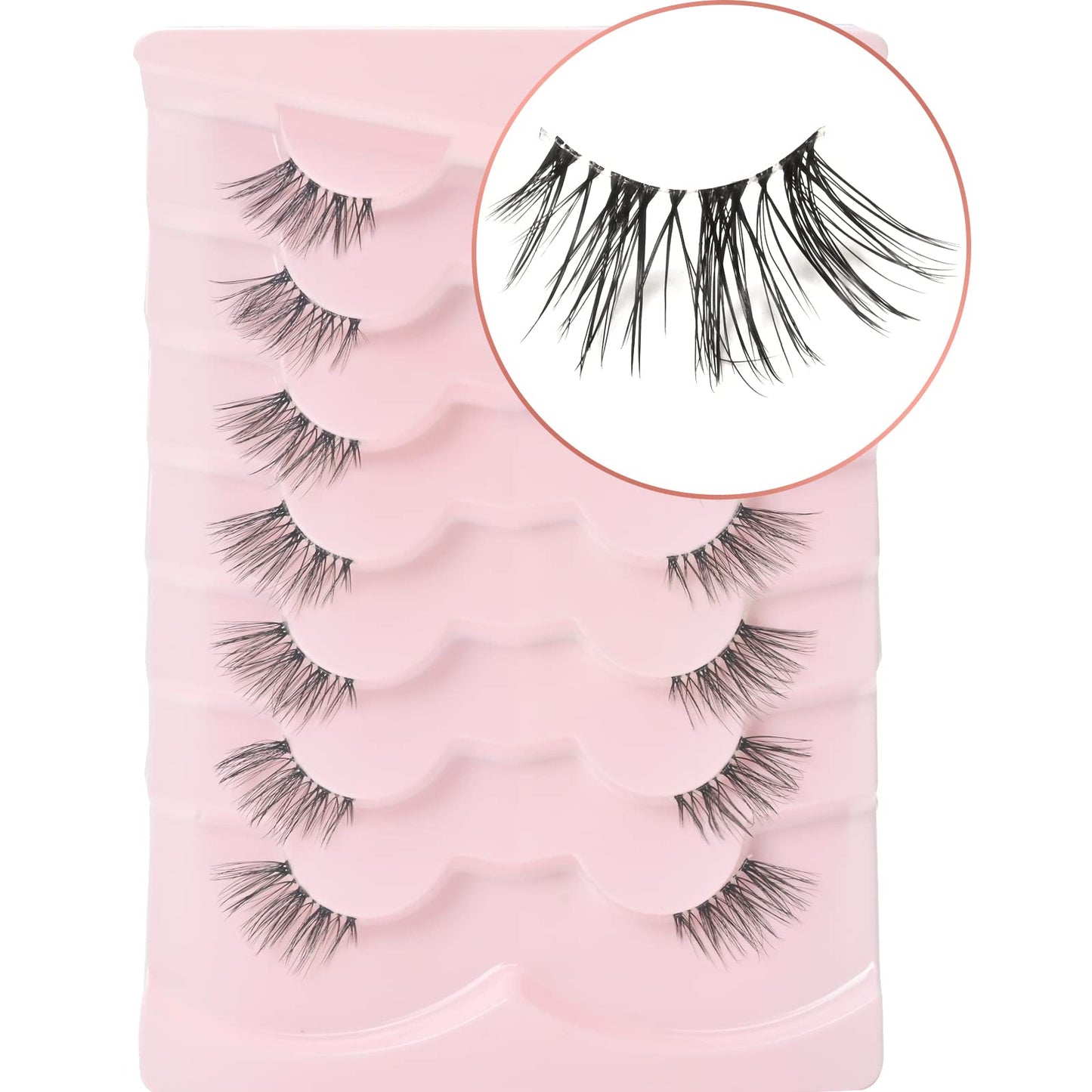 Onlyall Natural Lashes Half Lashes Natural Look False Wispy Eyelashes Clear Band Lashes Pack 3D Faux Mink Lashes 7 Pairs C03