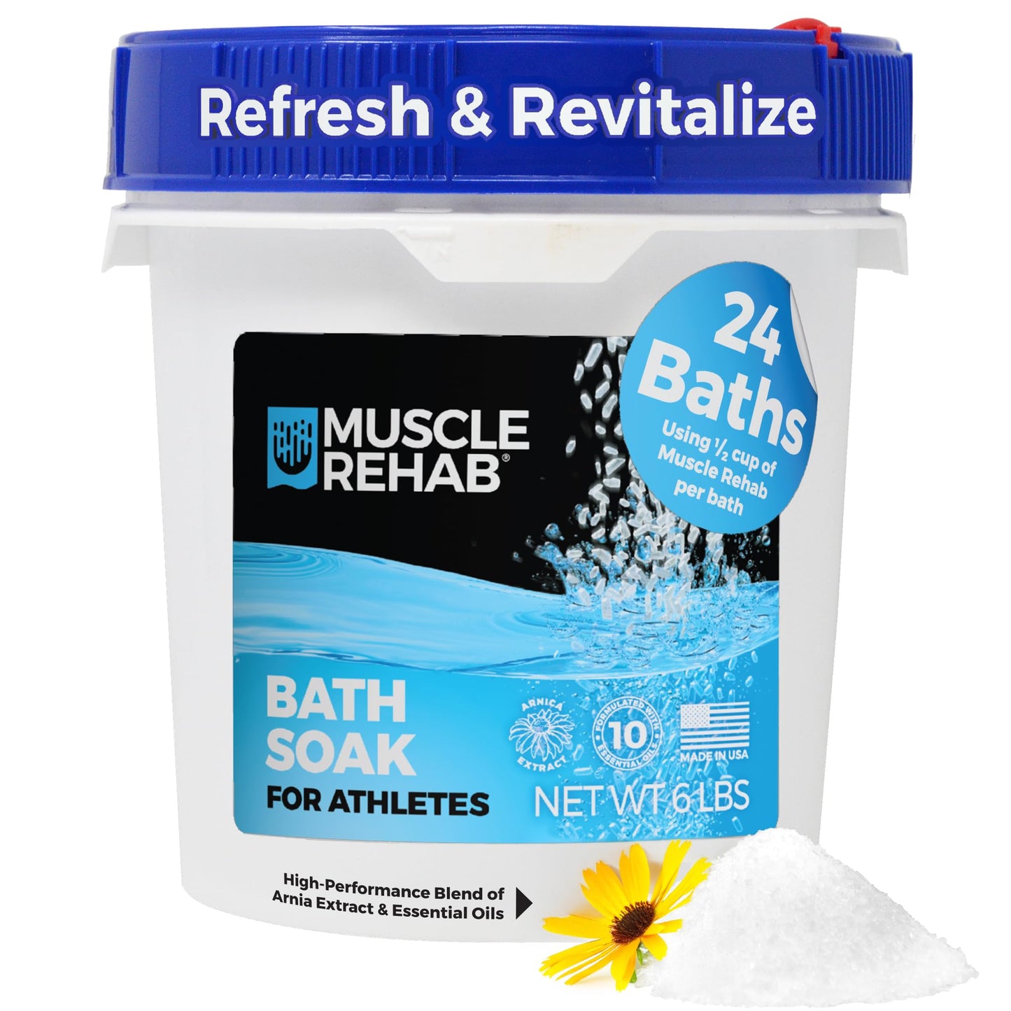 Muscle Rehab| Arnica Bath Soak with Essential Oils | Pain Relief for Sore Muscles, Joints & Foot Ache | Magnesium Bath Salts for Muscle Recovery, Relaxation & Wellness
