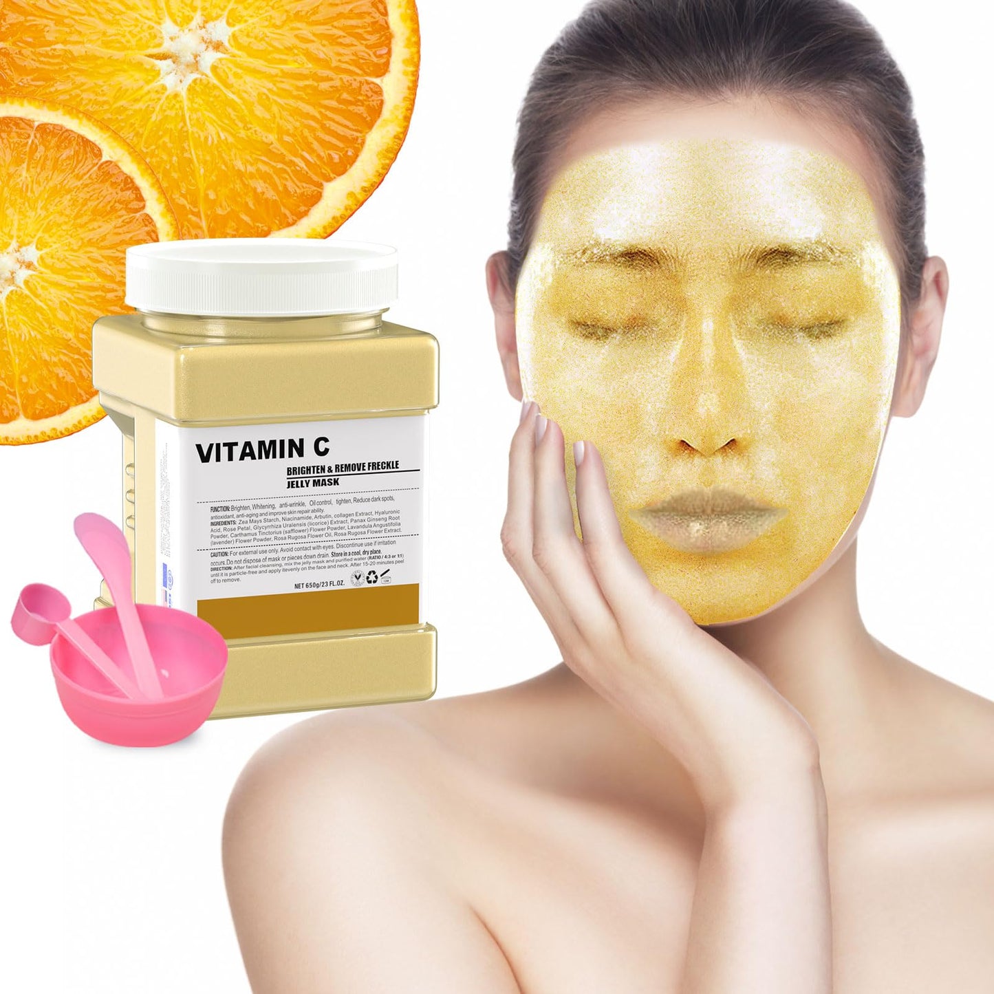 Truvenum Jelly Mask for Facials Professional,Vitamin C Jelly Face Mask,Brightening & Hydrating Mask, Nourishing & Tightening, Anti-Aging & Acne Treatment, Face Skin Care Bowl Set DIY Spa 23 Fl Oz