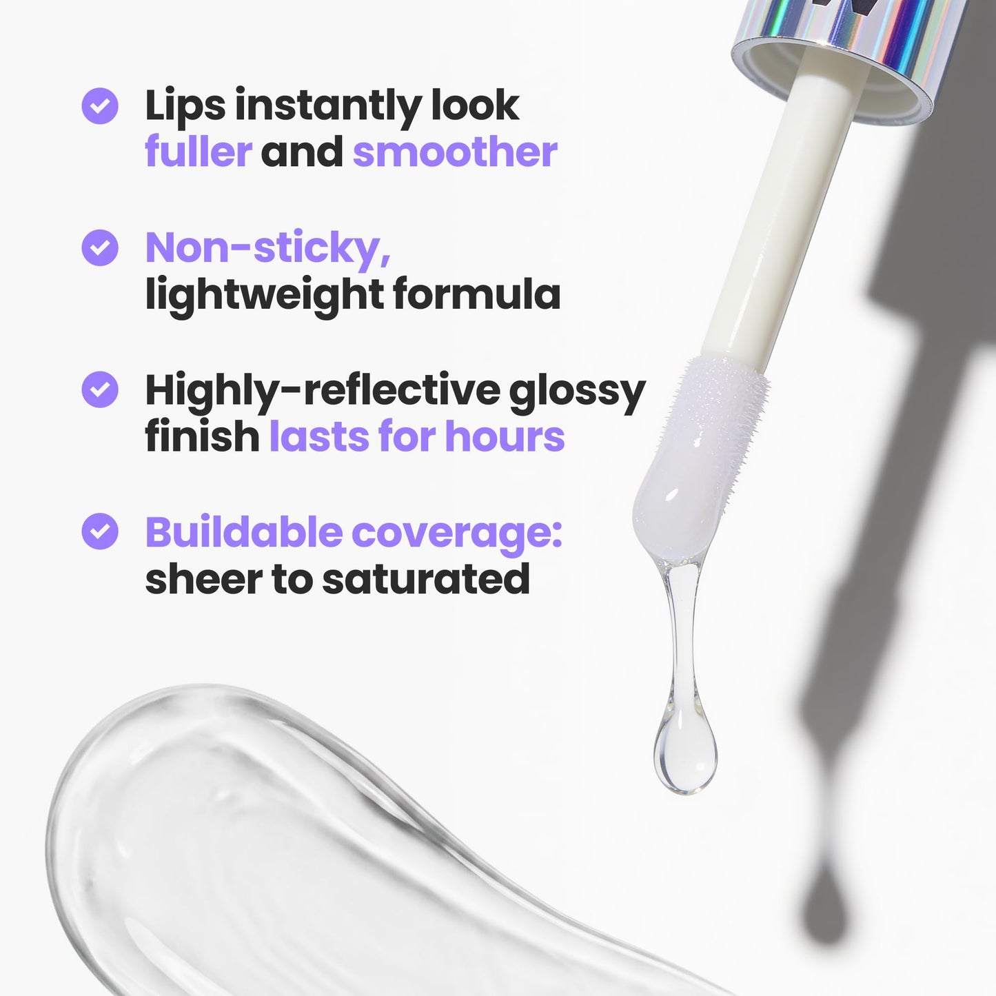 Wonderskin Lip Gloss – Wonder Blading Top Gloss, Hydrating High Shine Lip Makeup (Clear Shine)