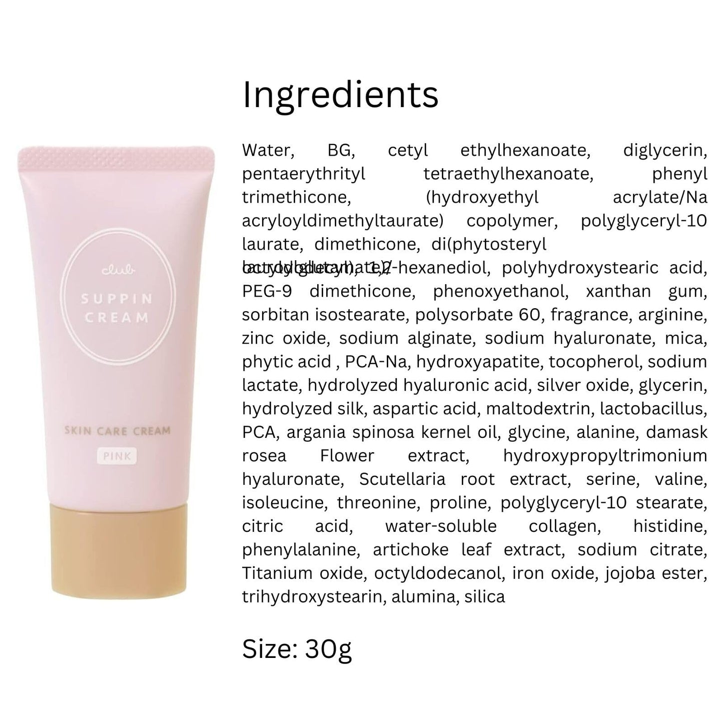 Club Suppin BB Hydrating Skincare Cream, Makeup Foundation Moisturizer for Women of All Skin Types, Strenghtens & Enhances Skins, Lightweight C Pastel Rose, 1.06oz/30g