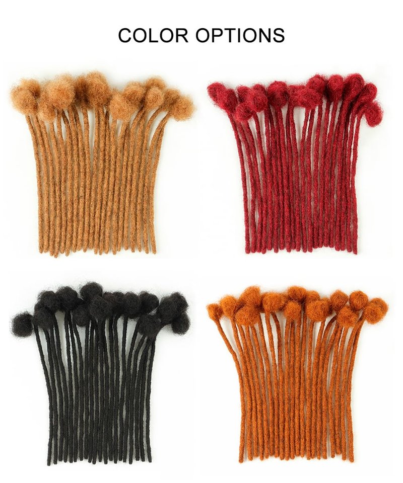 ADIASAI 0.4cm Width 100% Human Hair Loc Extensions 8 Inch 30 Strands Full Handmade Dreadlock Extensions for Men Women Kids Can Be Dyed and Bleached with Needle and Comb 100% Unprocessed Natural Black