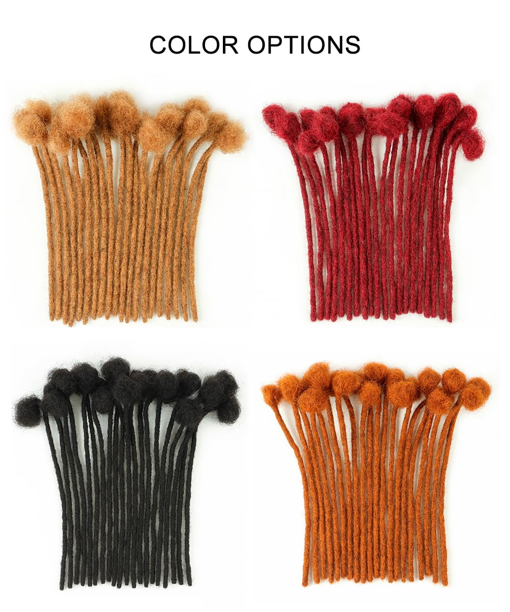 ADIASAI 6 Inch 30 Strands 0.4cm Width 100% Human Hair Loc Extensions Full Handmade Dreadlock Extensions for Men Women Kids Can Be Dyed and Bleached with Needle and Comb 100% Unprocessed Natural Black
