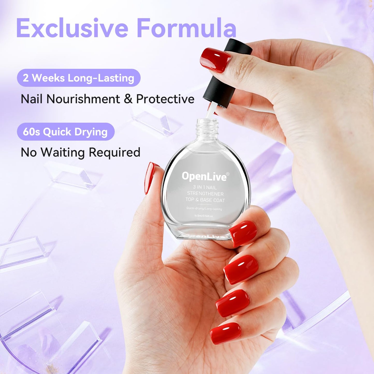 OpenLive Perfume Nail Strengthener Quick Dry Nail Polish Strong Repairs Damaged Nail Hardener Long Lasting Shine for Nail 16.5ml