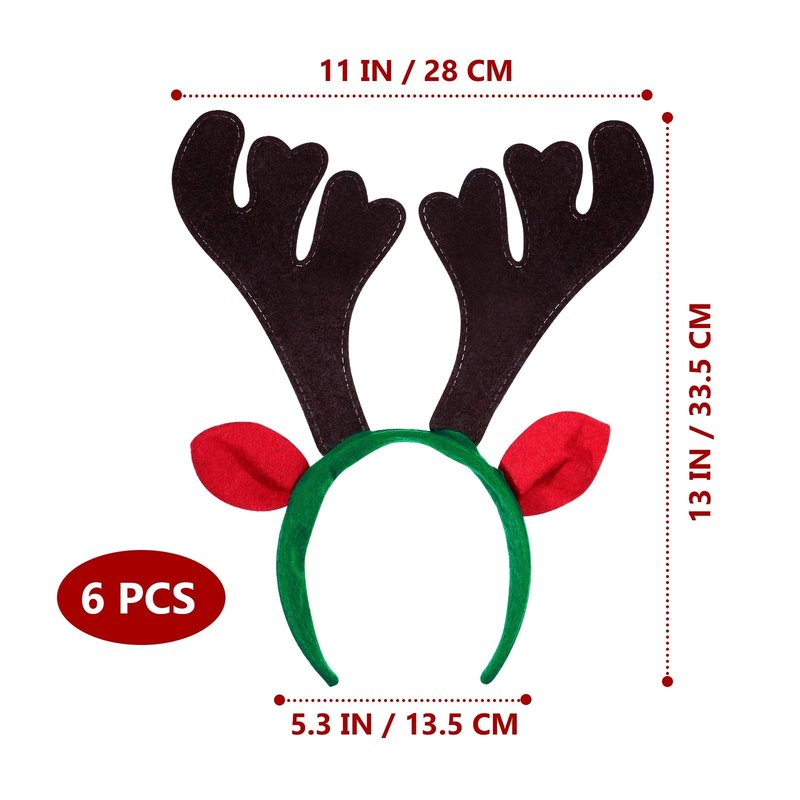 Lurrose 6Pcs Christmas Headbands Reindeer Antlers Hair Hoops Reindeer Ears Headbands Festival Headdress Hair Band for Adults