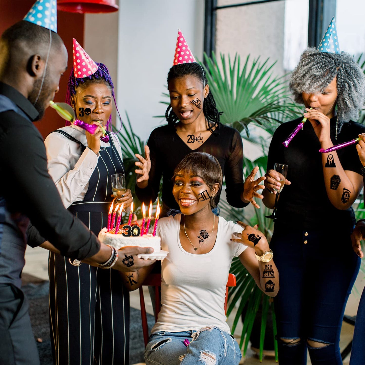190 PCS Death to My 20s Decorations, Rip My Twenties Temporary Tattoos, Rip to My 20s Birthday Decorations for 30th Birthday Black Funeral Party for Women's and Man's Funny Thirtieth Birthday Party