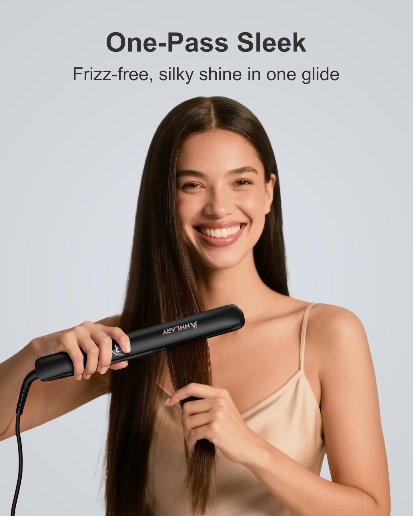 Annlary 1.75 Inches Flat Iron Hair Straightener with Heat Resistant Silicone Mat Pouch, Professional Ceramic Ionic Dual Voltage Straightener for Less Frizz, Shinier & Smoother Hair