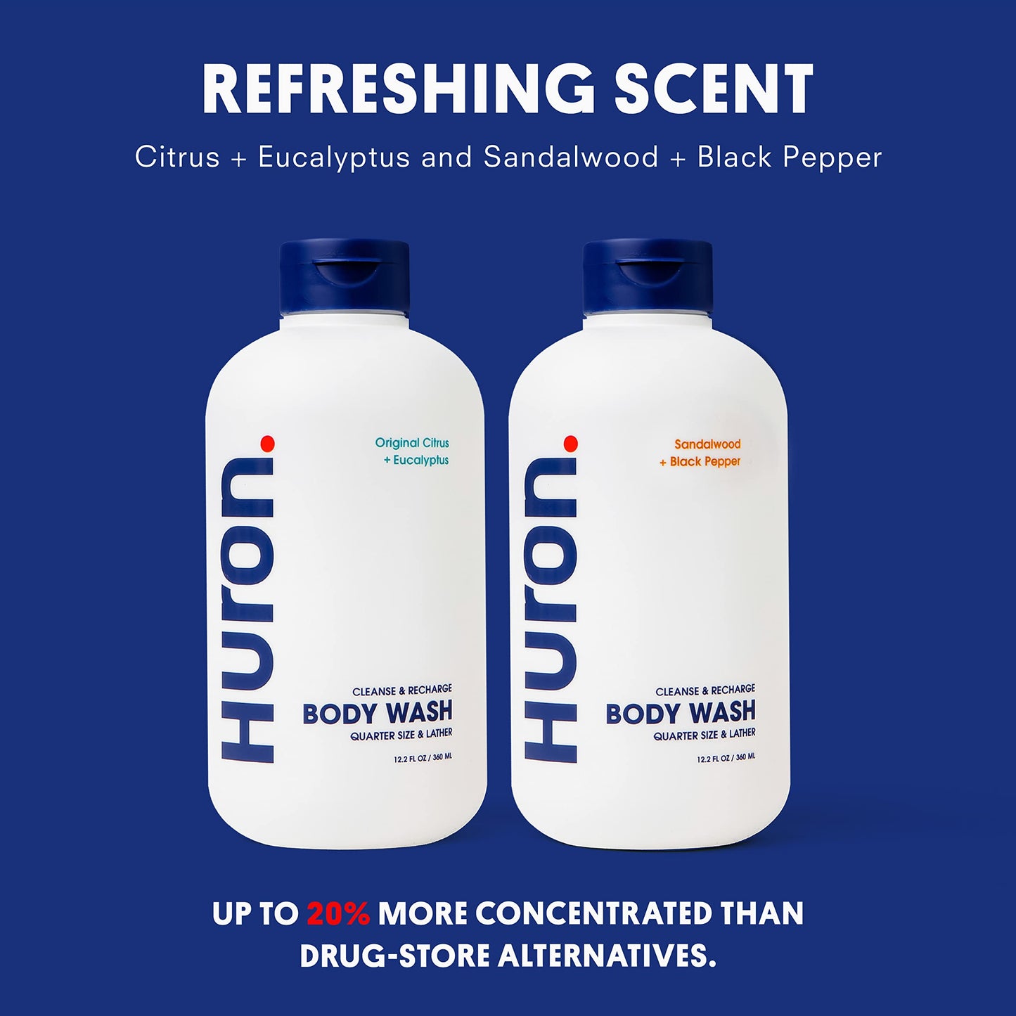 Huron Body Wash: Citrus + Eucalyptus Scent, Non-Toxic; 2-pack (11.3oz)