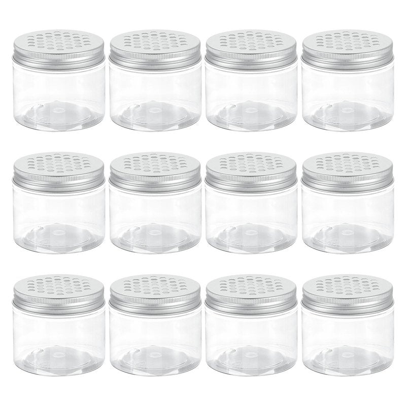 HARFINGTON 12 Pcs Empty Scent Beads Storage Container 5oz/150ml Air Freshener Tins Round Refillable Spice Containers Plastic Jars Sample for Travel Storage