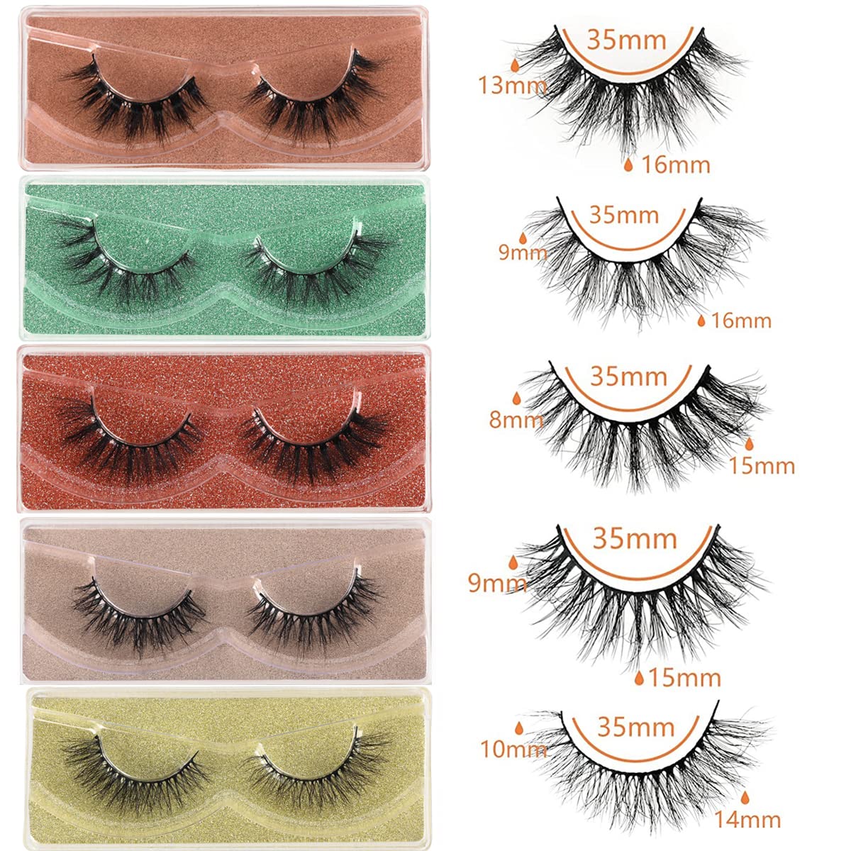 Fluffy Mink Eyelashes - 50 Pairs 5D Faux Mink Short Cat Eye Lashes | Soft Wispy Strip Lashes in Portable Pack